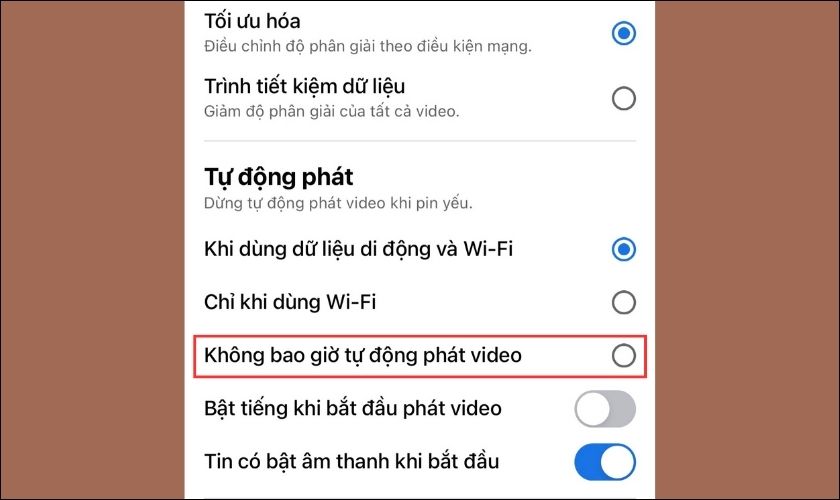 Tắt tự động phát video trên Facebook
