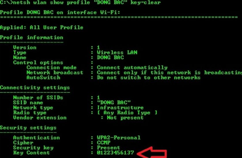 Xem mật khẩu WiFi cụ thể bằng Command Prompt