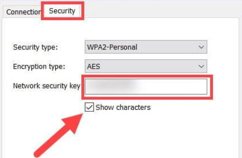 Xem mật khẩu WiFi trong tab Security trên Windows 10