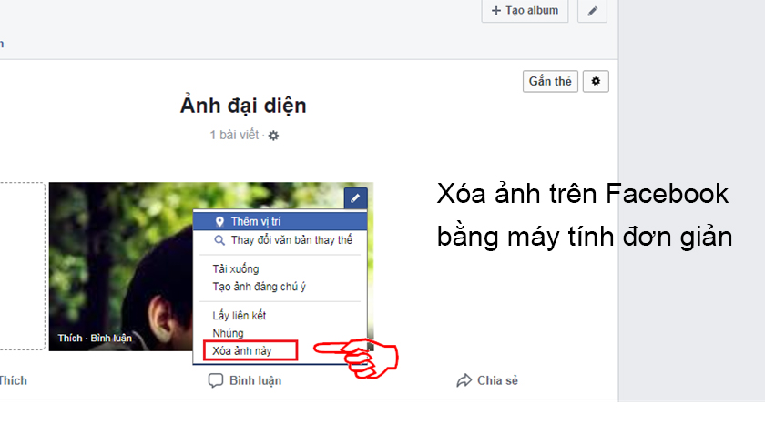 Xóa ảnh trên máy tính