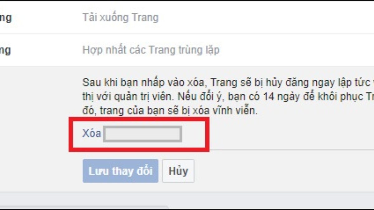 cách xoá fanpage trên Facebook bước 3