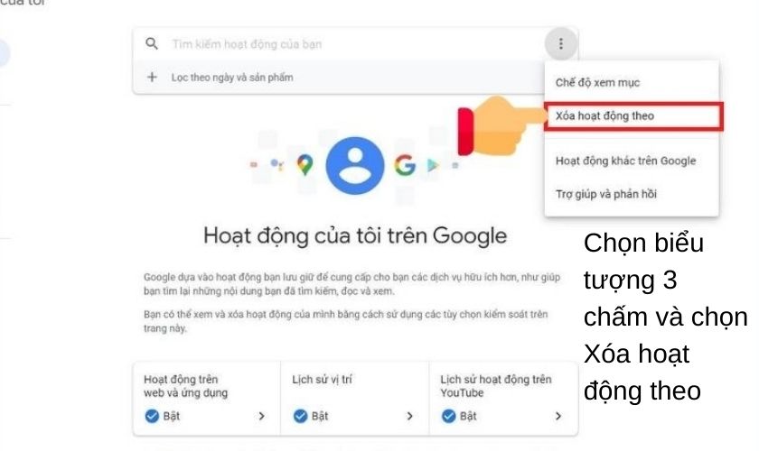 Xóa hoạt động theo trên Google