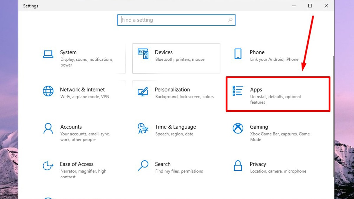Mở cài đặt Windows