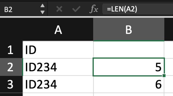 Kiểm tra khoảng trắng bằng hàm LEN