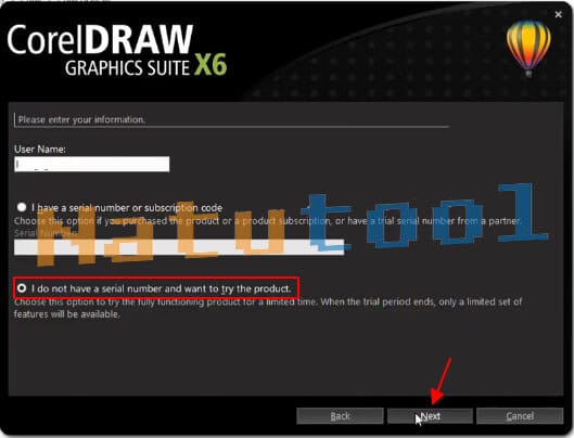 Chọn dùng thử Corel X6