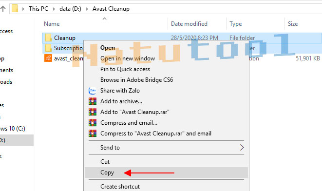 Ảnh chụp màn hình hiển thị cách kích hoạt Avast Cleanup Premium bằng file bản quyền.