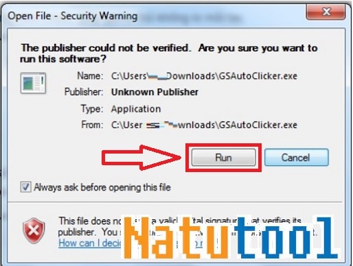 Alt text: Hướng dẫn cài đặt phần mềm Auto Click GS bằng cách chạy file exe.