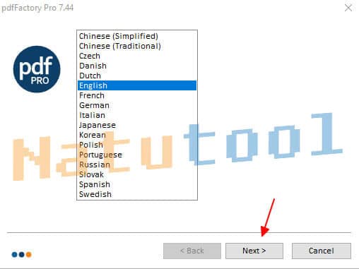 Giao diện cài đặt pdfFactory Pro