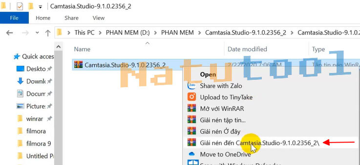 Giải nén Camtasia 9 kích hoạt sẵn