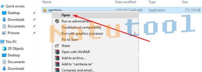 Hình ảnh minh họa quá trình giải nén file cài đặt Camtasia