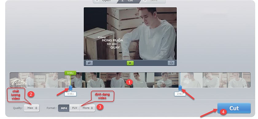 Cắt video online với Online Video Cutter - Chọn điểm đầu và điểm cuối