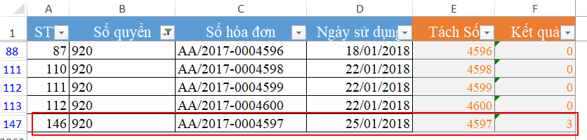 Kiểm Tra Hóa Đơn Viết Sai Thứ Tự Trong Excel Với Hàm COUNTIFS Kiểm tra quyển hóa đơn