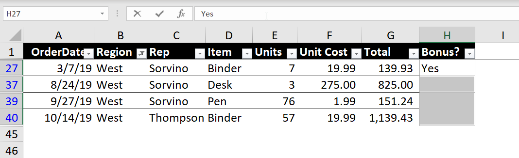 Using the Excel fill handle to drag data down a column