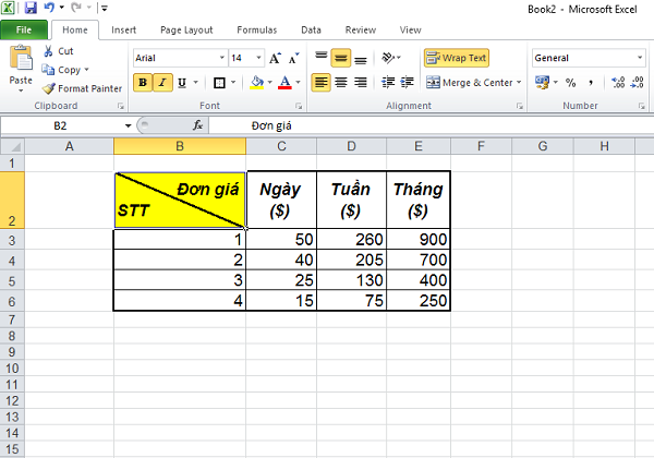 Cách Chia Ô Excel Thành 2 Ô Tam Giác