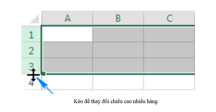 Kéo để thay đổi chiều cao nhiều hàng