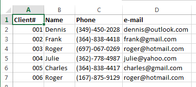 Danh sách khách hàng trong Excel