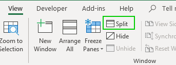 Illustration of the Split command in the View tab