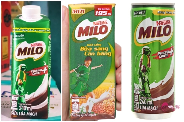 Sữa Milo dạng hộp và lon uống liền