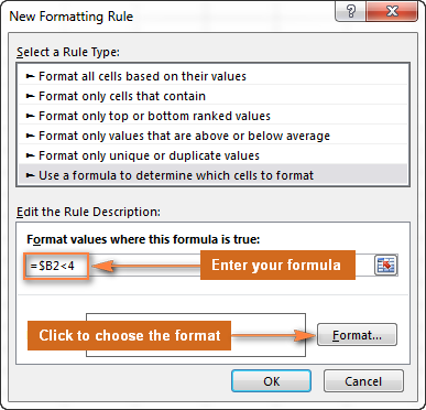 Định Dạng Có Điều Kiện Trong Excel: Hướng Dẫn Chi Tiết Nhập công thức và nhấn nút Format… để chọn định dạng tùy chỉnh.