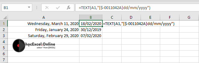 Công thức tra cứu lịch âm trong Excel