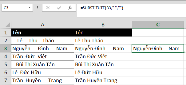 Loại bỏ khoảng trắng thông thường