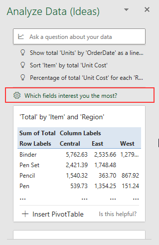 Tùy chọn thay đổi cách hiển thị dữ liệu
