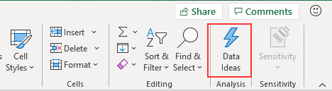 Vị trí nút Ideas trên thanh công cụ