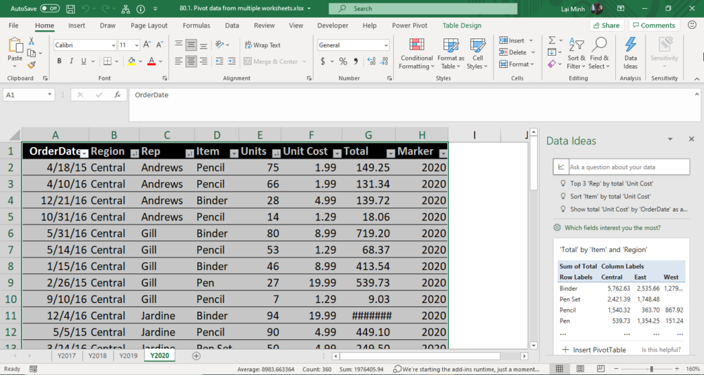 Giao diện Data Ideas