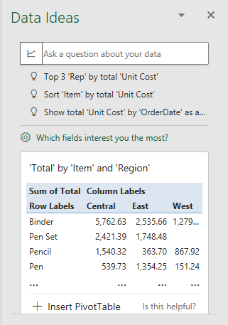 Các gợi ý phân tích từ Data Ideas