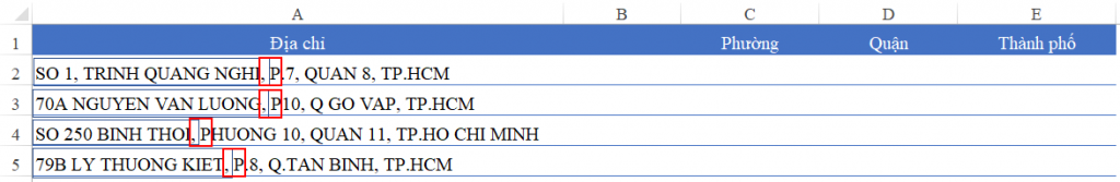 Close-up textual analysis highlighting the comma space and letter P as the separation point