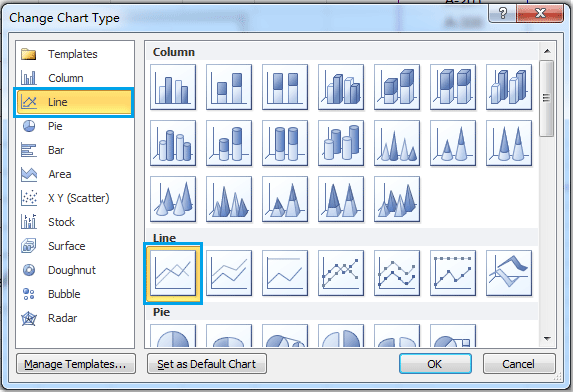 Hướng Dẫn Tạo Biểu Đồ Kết Hợp Trong Excel alt text: Lựa chọn kiểu biểu đồ đường trong Excel