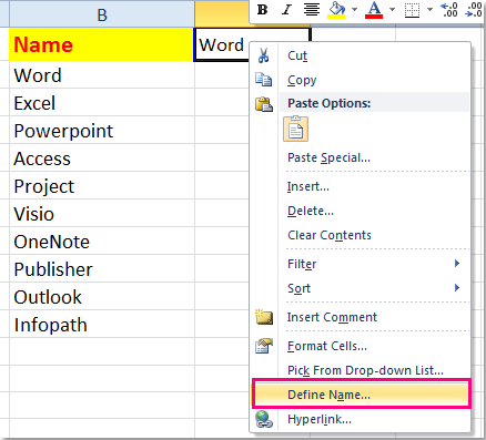 Đặt tên cho danh sách giá trị