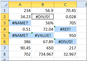 Xử Lý Lỗi Công Thức trong Excel: Thay Thế Bằng 0 hoặc Ô Trống Các ô chứa lỗi công thức được chọn