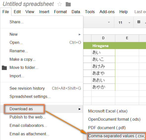 Tải xuống CSV từ Google Sheets