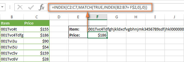 Sử dụng INDEX/MATCH