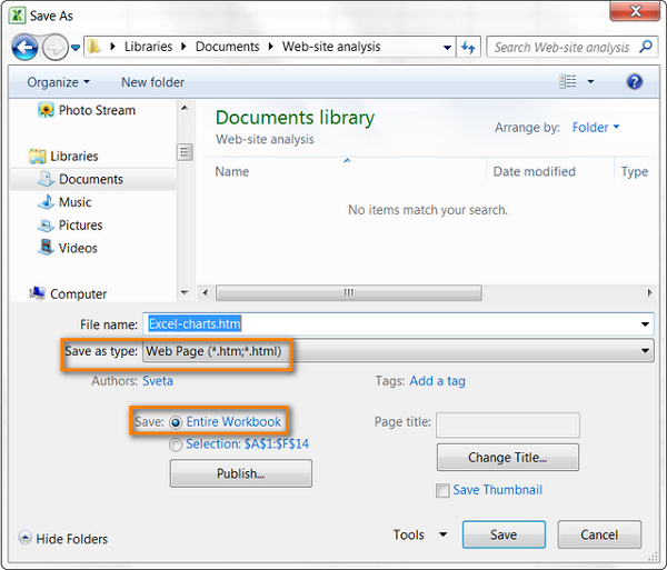 Lưu sổ làm việc Excel dưới dạng trang web