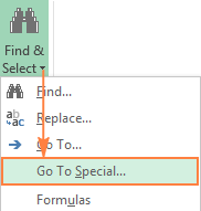 Chọn tất cả ô chứa công thức