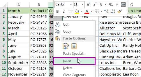 Cách Thêm Cột Mới vào Excel (2010, 2013, 2016) Nhấp chuột phải và chọn Insert