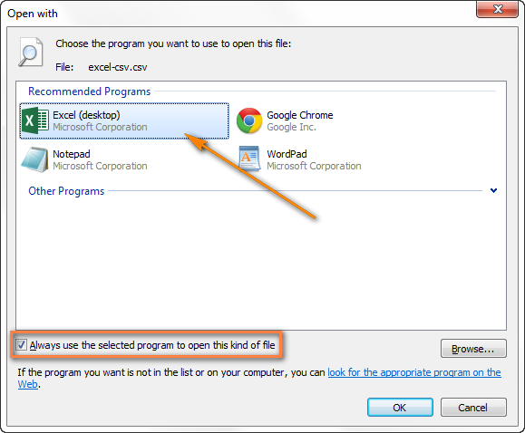 Đặt Excel làm chương trình mặc định