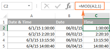 Tách ngày tháng và giờ trong Excel