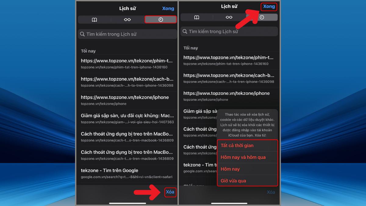 Khắc Phục Lỗi Facebook Không Vào Được Trên iPhone Xóa lịch sử duyệt web