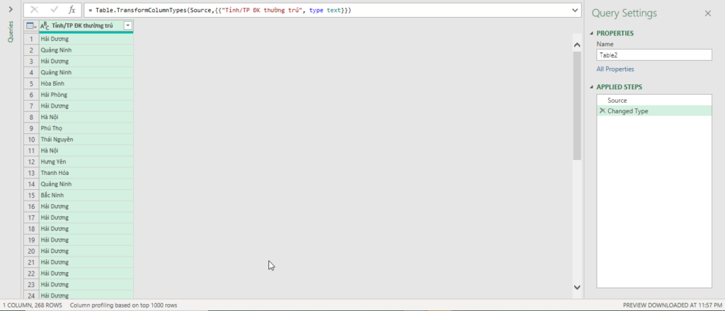 Đưa dữ liệu vào Power Query