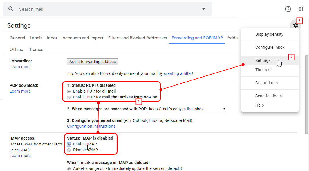 Bật POP3/IMAP trong Gmail