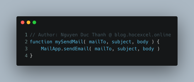 hàm gửi mail trong Google Apps Script
