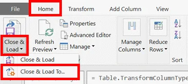 1- Power Query – Tùy Chọn Close & Load