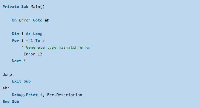 Ví dụ sử dụng Resume Next