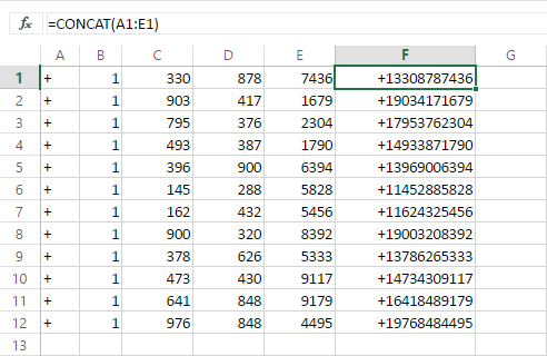 Nối số điện thoại với CONCAT
