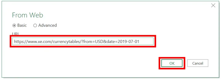 Cửa sổ nhập dữ liệu từ web