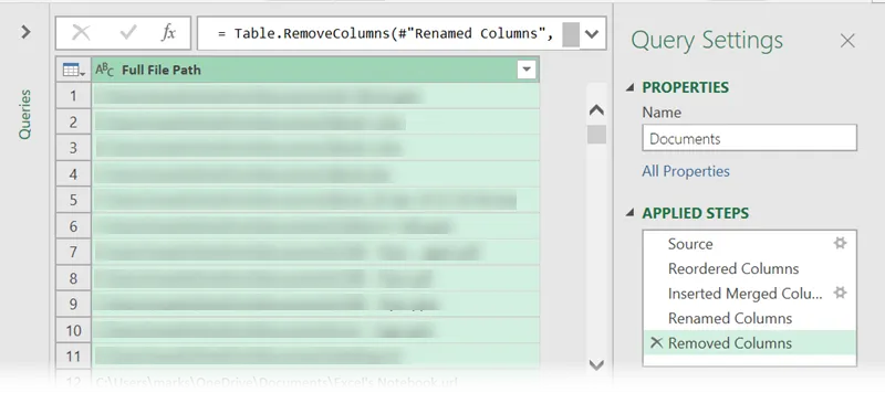 Chỉ giữ lại cột đường dẫn
