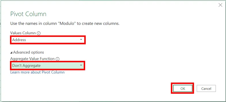 Hướng Dẫn Bỏ Sao Lưu Dữ Liệu Trong Một Cột Với Power Query Pivot cột Address